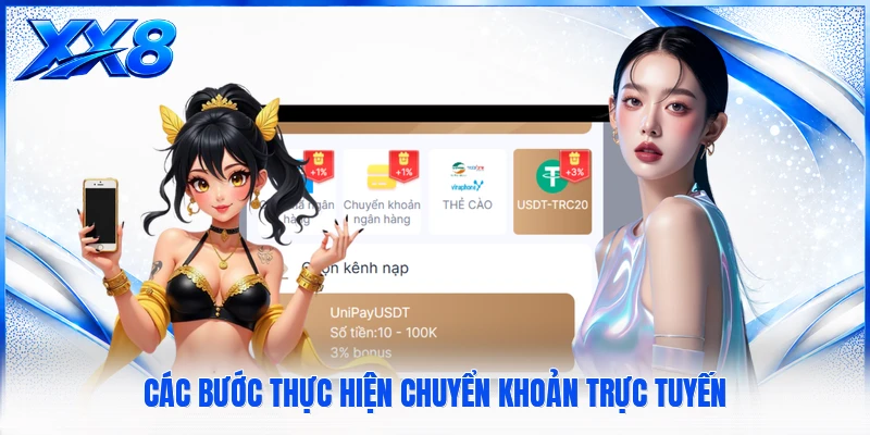 Nạp Tiền XX8 Các bước thực hiện chuyển khoản trực tuyến