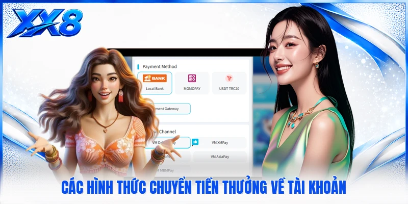 Rút Tiền XX8 Các hình thức chuyển tiền thưởng về tài khoản